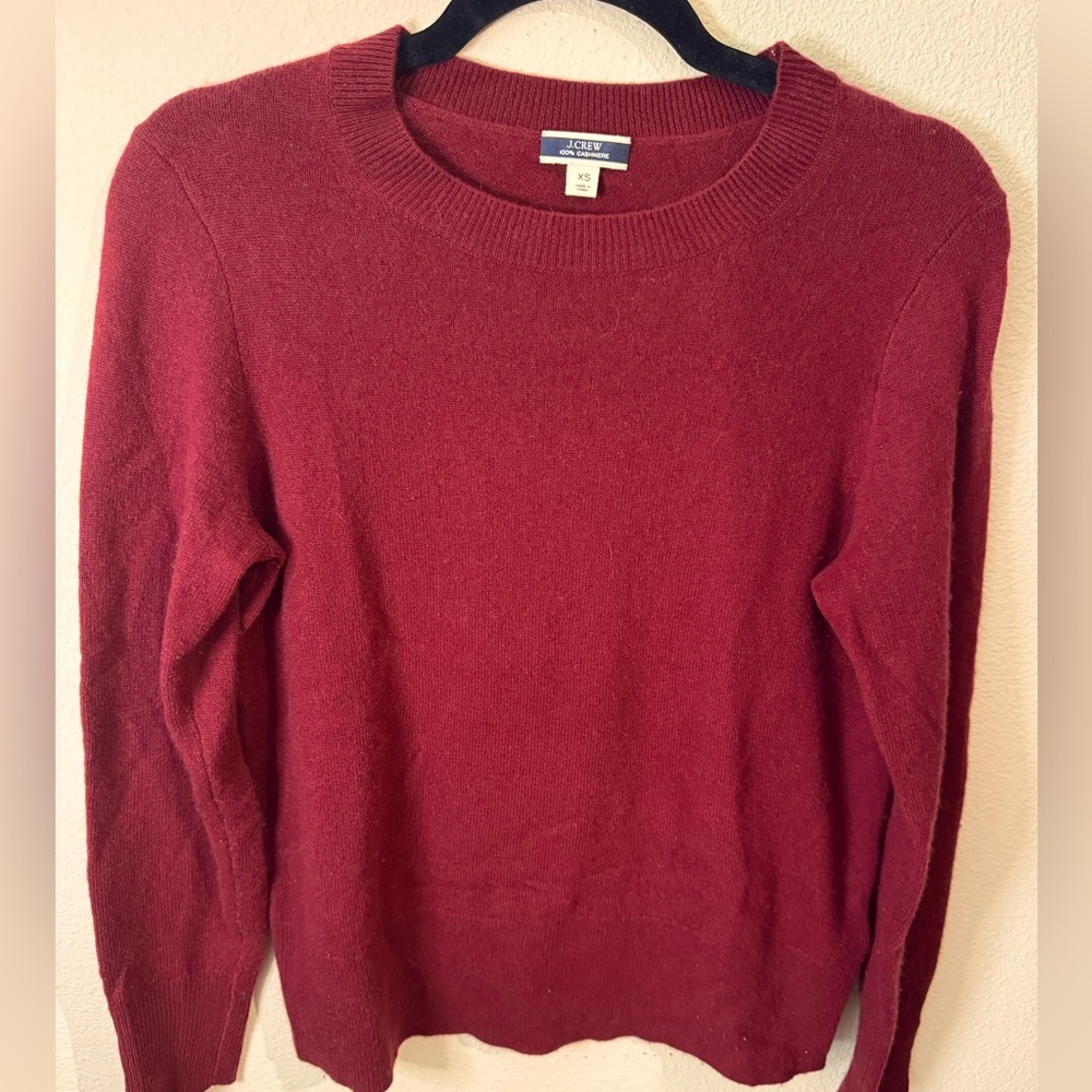 Women’s J. Crew 100% Cashmere Crewneck Sweater, Color: Burgundy/Maroon, Size: XS
